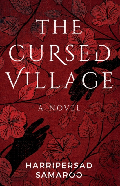 The Cursed Village book cover with red floral and hand imagery.