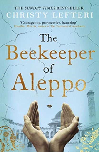 The Beekeeper of Aleppo book cover with hands and a bee.
