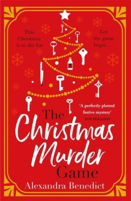 The Christmas Murder Game book cover with a Christmas tree made of keys and a knife.