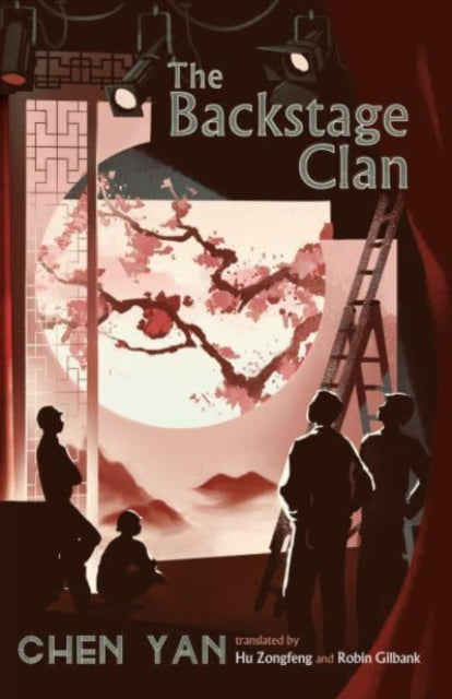 The Backstage Clan book cover with silhouettes of people and a cherry blossom tree.