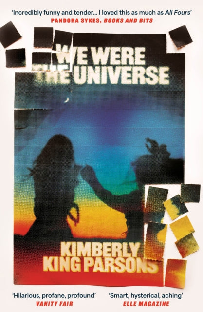 Book cover for "We Were the Universe" with a sunset and two silhouetted figures.