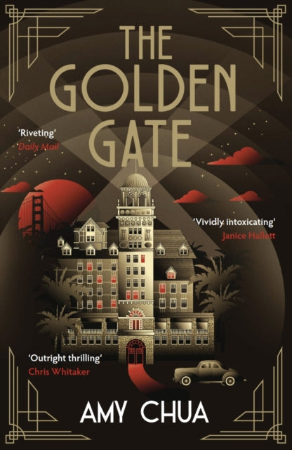 The Golden Gate book cover features a vintage hotel with the Golden Gate Bridge in the background.