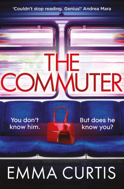 The Commuter book cover with a red handbag on a train seat.