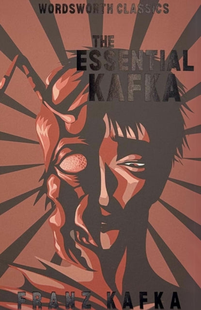 The Essential Kafka book cover features a stylized, split portrait of a man and an insect.