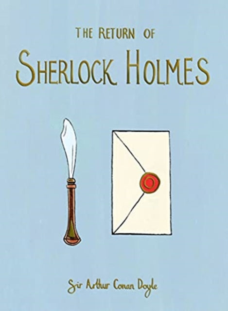 The Return of Sherlock Holmes book cover with a quill and envelope.