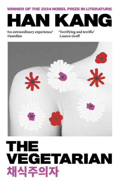 The Vegetarian book cover with flowers on a shoulder.