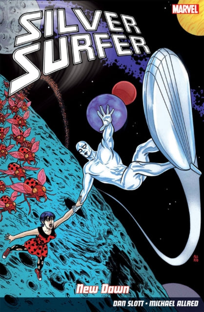 Silver Surfer: New Dawn comic book cover featuring the Silver Surfer reaching for a young girl.