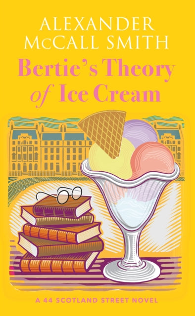 Bertie's Theory of Ice Cream book cover with ice cream, books, and a building.