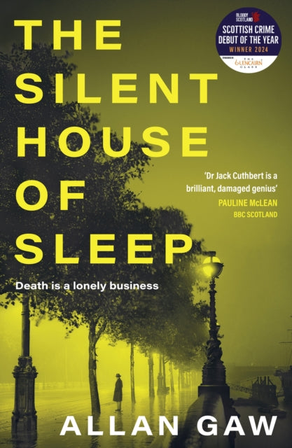 The Silent House of Sleep book cover with yellow text on a dark background.