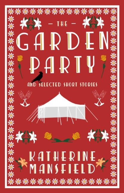 The Garden Party and Selected Short Stories book cover with floral and tent illustrations.