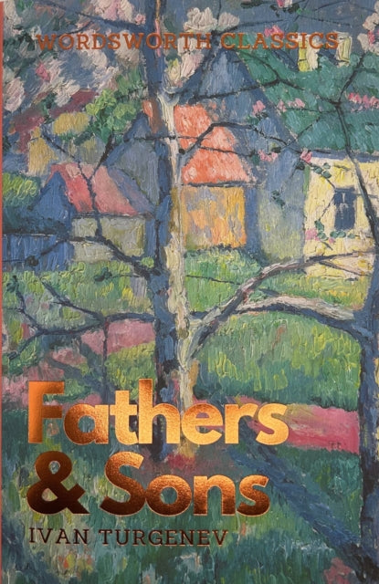 Fathers and Sons by Ivan Turgenev book cover with painting.