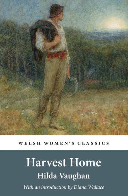 Harvest Home book cover featuring a painting of a farmer at sunset.