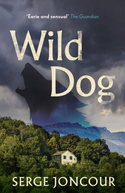 Book cover for Wild Dog by Serge Joncour featuring a wolf silhouette over a house.