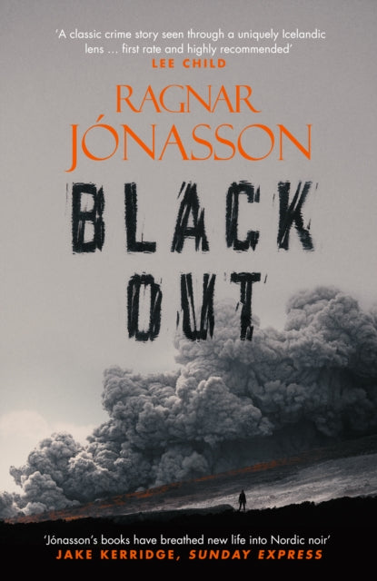 Book cover for "Blackout" by Ragnar Jónasson featuring a volcanic eruption.