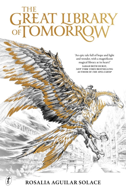 The Great Library of Tomorrow book cover features a winged creature and gold lettering.