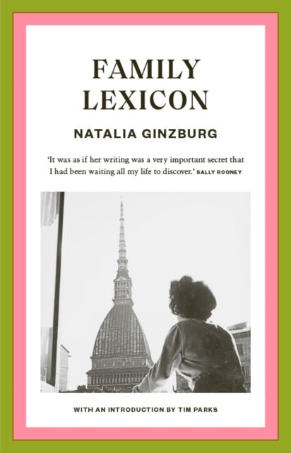 Family Lexicon book cover with a woman looking at a building.