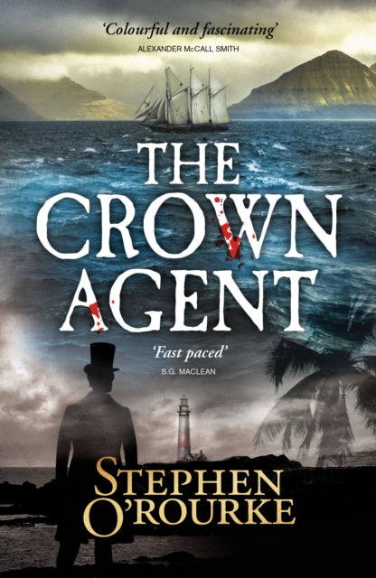 The Crown Agent book cover featuring a ship, a lighthouse, and a silhouetted man.