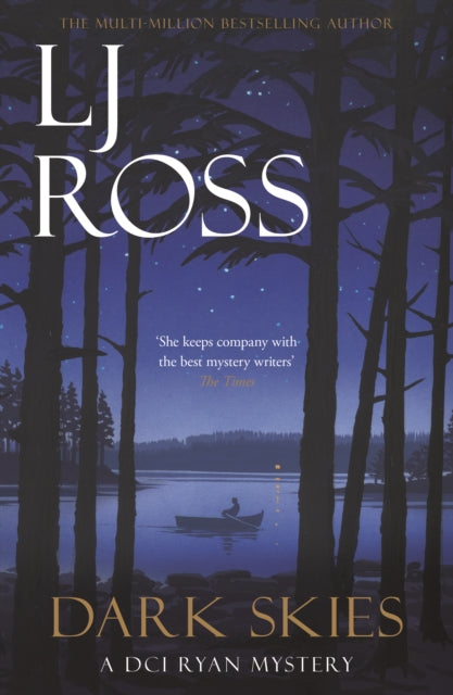 Dark Skies: A DCI Ryan Mystery book cover with a dark forest and lake scene.
