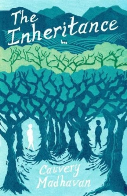 The Inheritance book cover with trees and two figures.