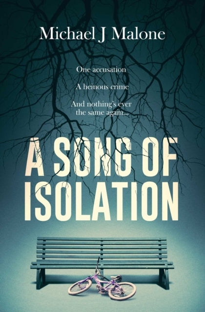A Song of Isolation book cover with a bench and bicycle.
