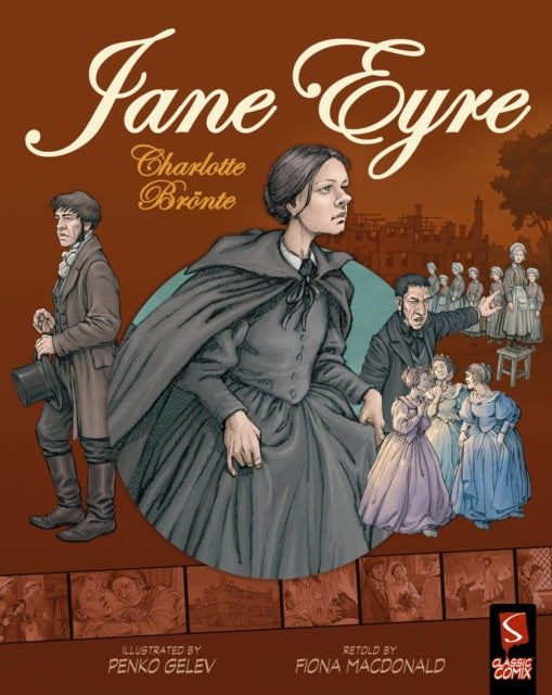 Jane Eyre comic book cover featuring Jane and other characters.