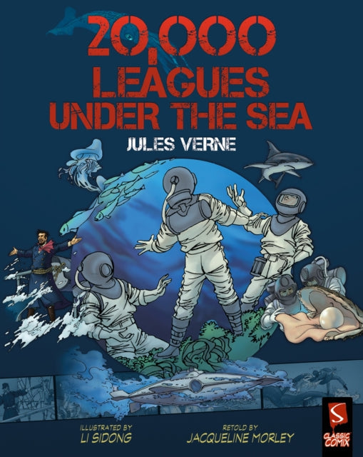 Cover art for "20,000 Leagues Under the Sea" featuring divers and sea creatures.