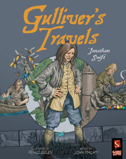 Gulliver's Travels comic book cover featuring Gulliver and scenes from the story.