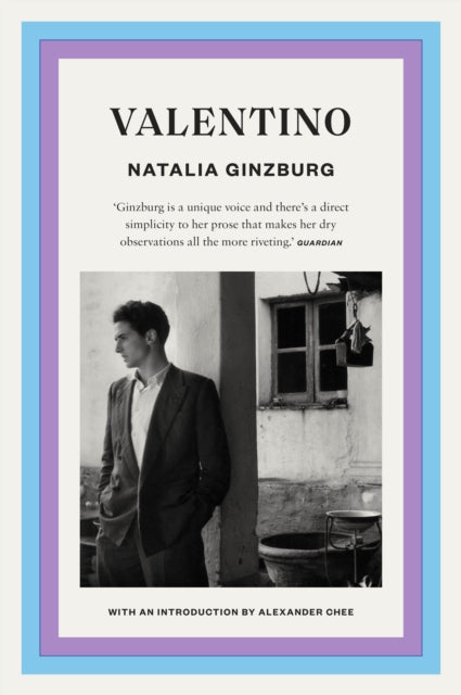Valentino book cover with a black and white photo of a man.