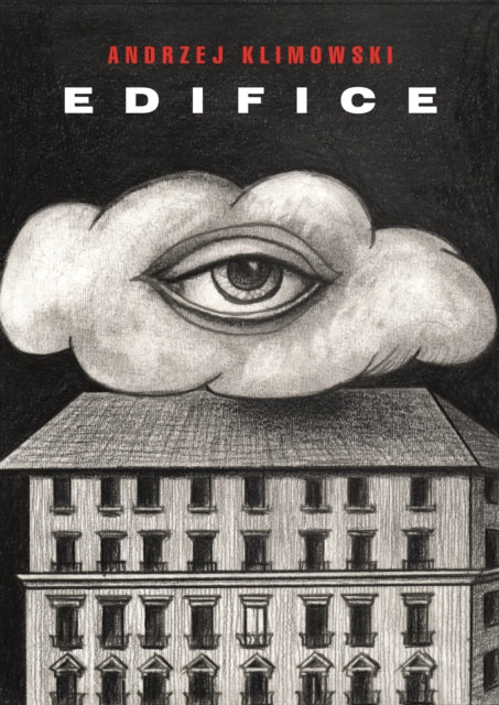 Edifice book cover with an eye in a cloud above a building.