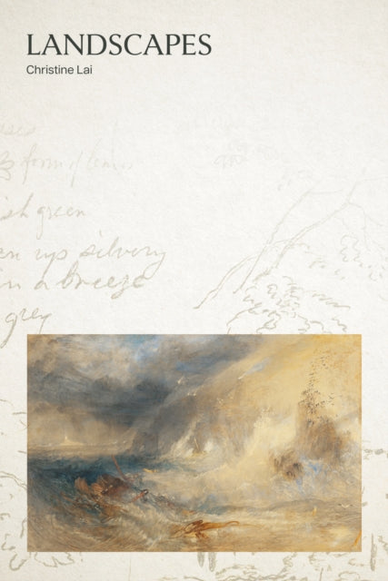 Book cover with title "Landscapes" by Christine Lai and a painting of a stormy sea.