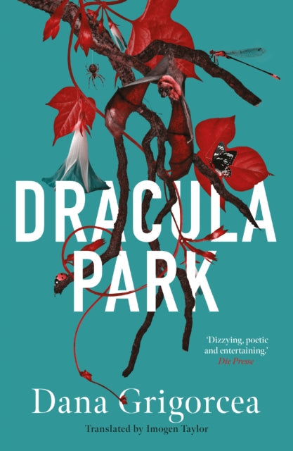 Dracula Park book cover with bats, spiders, and red leaves.