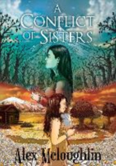 A Conflict Of Sisters book cover featuring two sisters and a mountain landscape.