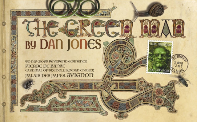 The Green Man novel cover with ornate Celtic knotwork, a snail, and insects.