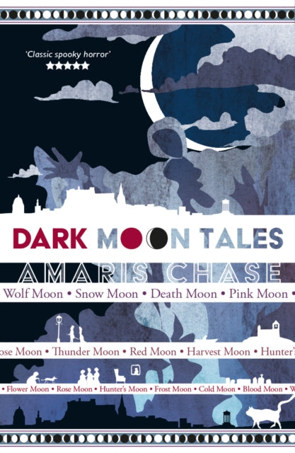 Book cover for Dark Moon Tales by Amaris Chase with moon phases border.