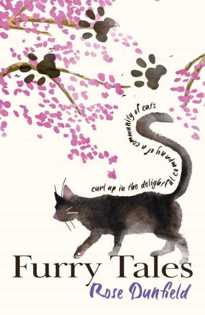 Furry Tales book cover with a cat and cherry blossoms.