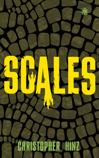 Book cover for "Scales" by Christopher Hinz, featuring yellow text on a reptilian background.