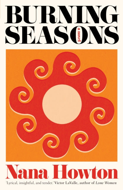 Book cover for Burning Seasons by Nana Howton with a retro floral design.