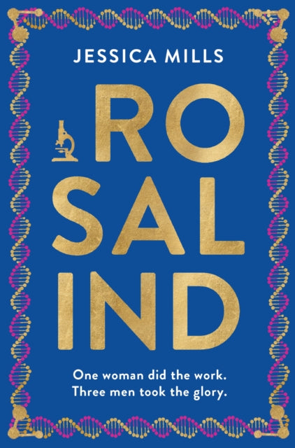 Rosalind book cover with DNA border and microscope illustration.