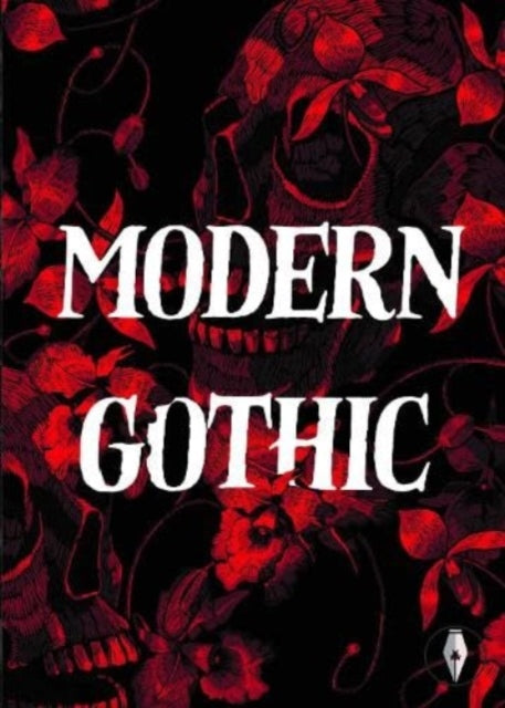 Modern Gothic book cover with skulls and red flowers.