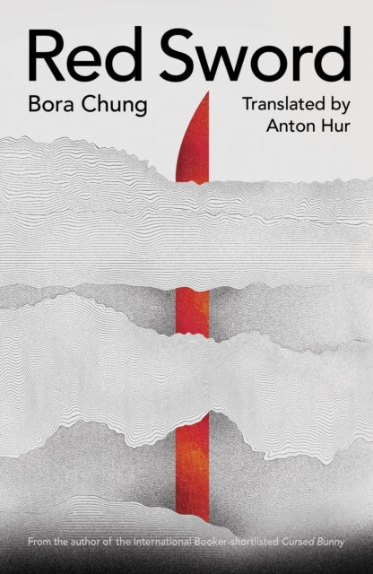Red Sword book cover with abstract red and white design.