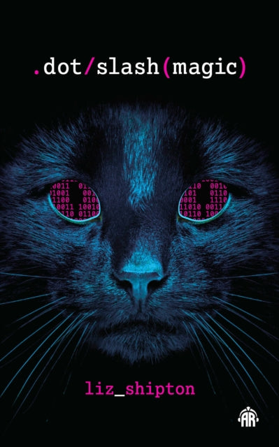 A book cover featuring a black cat with binary code in its eyes.