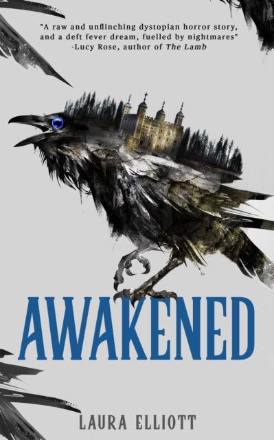 Book cover for "Awakened" featuring a raven with a castle on its back.