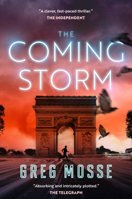 The Coming Storm book cover featuring the Arc de Triomphe and a running figure.