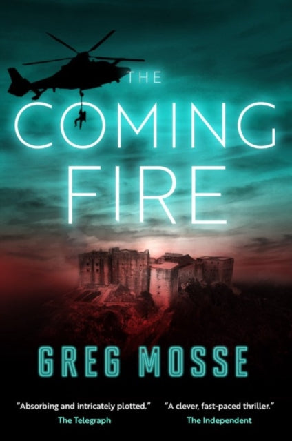 The Coming Fire book cover with a helicopter and castle.