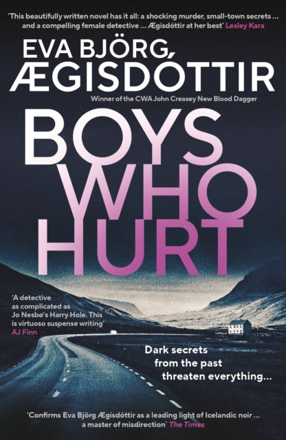 Boys Who Hurt book cover with a dark, moody landscape and title in pink and white.