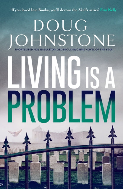 Book cover for "Living is a Problem" featuring a cemetery.