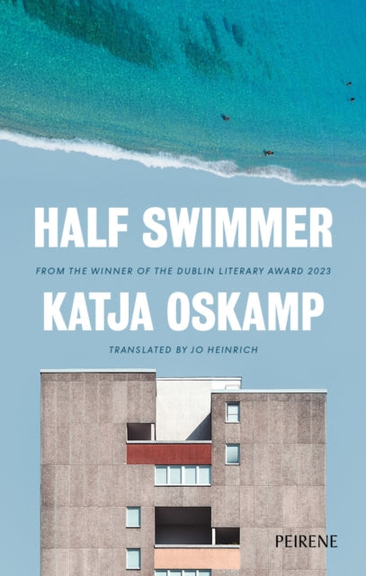 Half Swimmer book cover with a building and the sea.