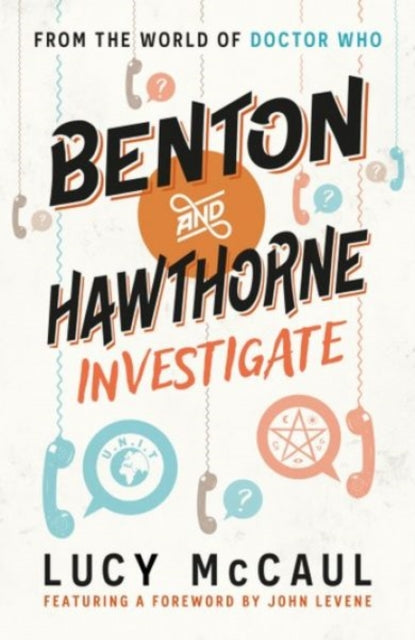 Benton and Hawthorne Investigate book cover featuring vintage telephones and question marks.