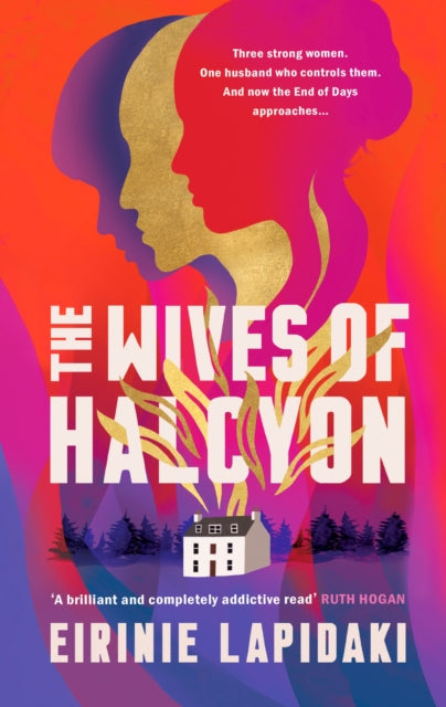 The Wives of Halcyon book cover features three stylized female profiles and a house.