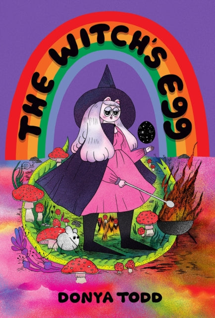 The Witch's Egg book cover features a witch with long white hair and a pink dress.